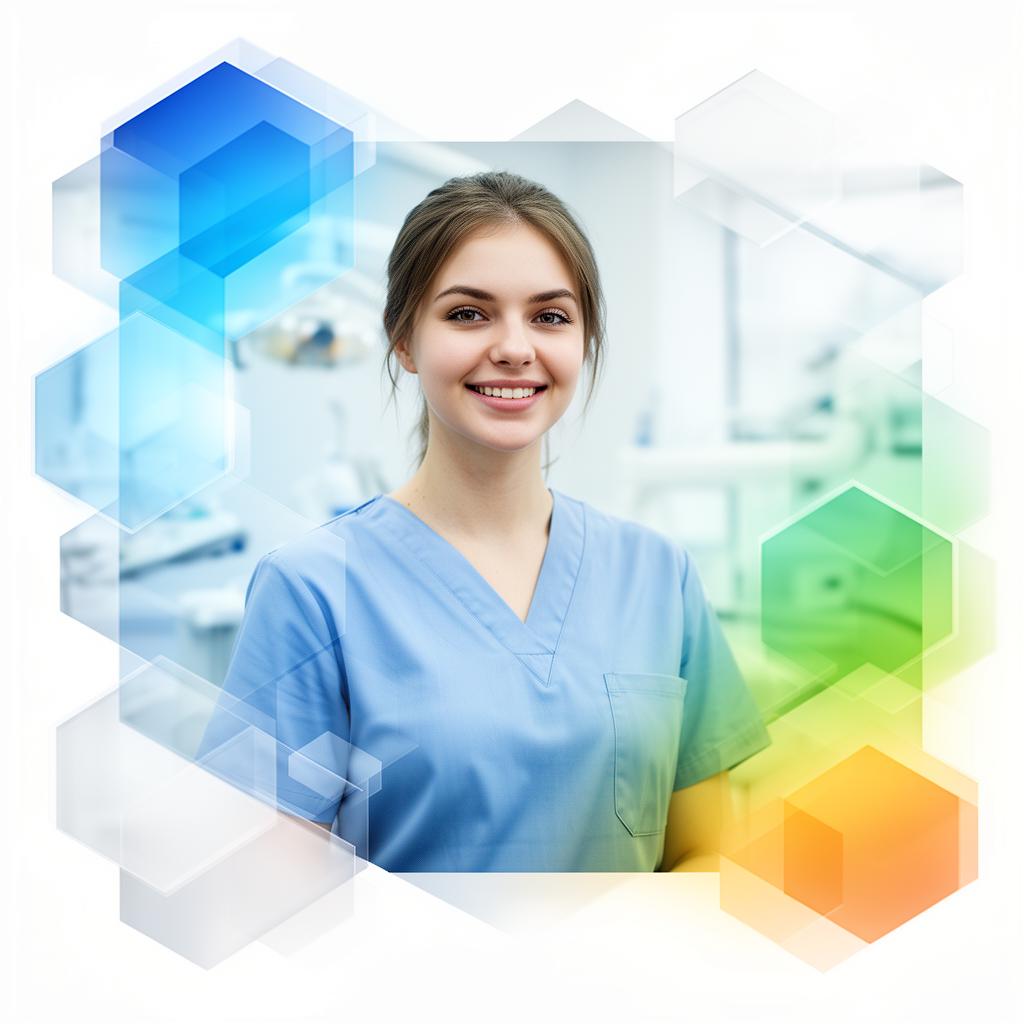 Profissional da Odontologia sorrindo em ambiente clínico moderno